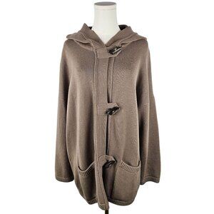 Cashmeres 100% Cashmere Hooded Cardigan Sweater Tan Made in Scotland Size Small
